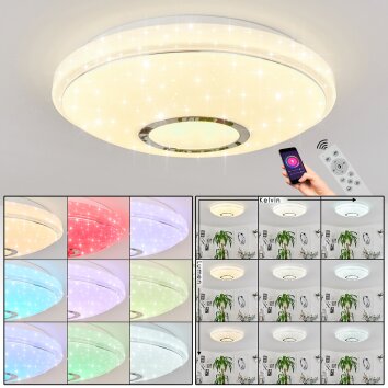 Auxerre Plafoniera LED Bianco, 2-Luci, Telecomando, Cambia colore