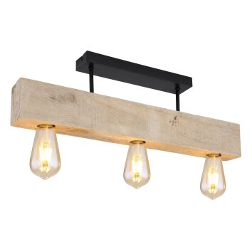 Globo ADALIE Plafoniera Legno chiaro, Nero, 3-Luci