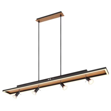 Globo IDA Lampada a Sospensione LED Aspetto del legno, Nero, 5-Luci