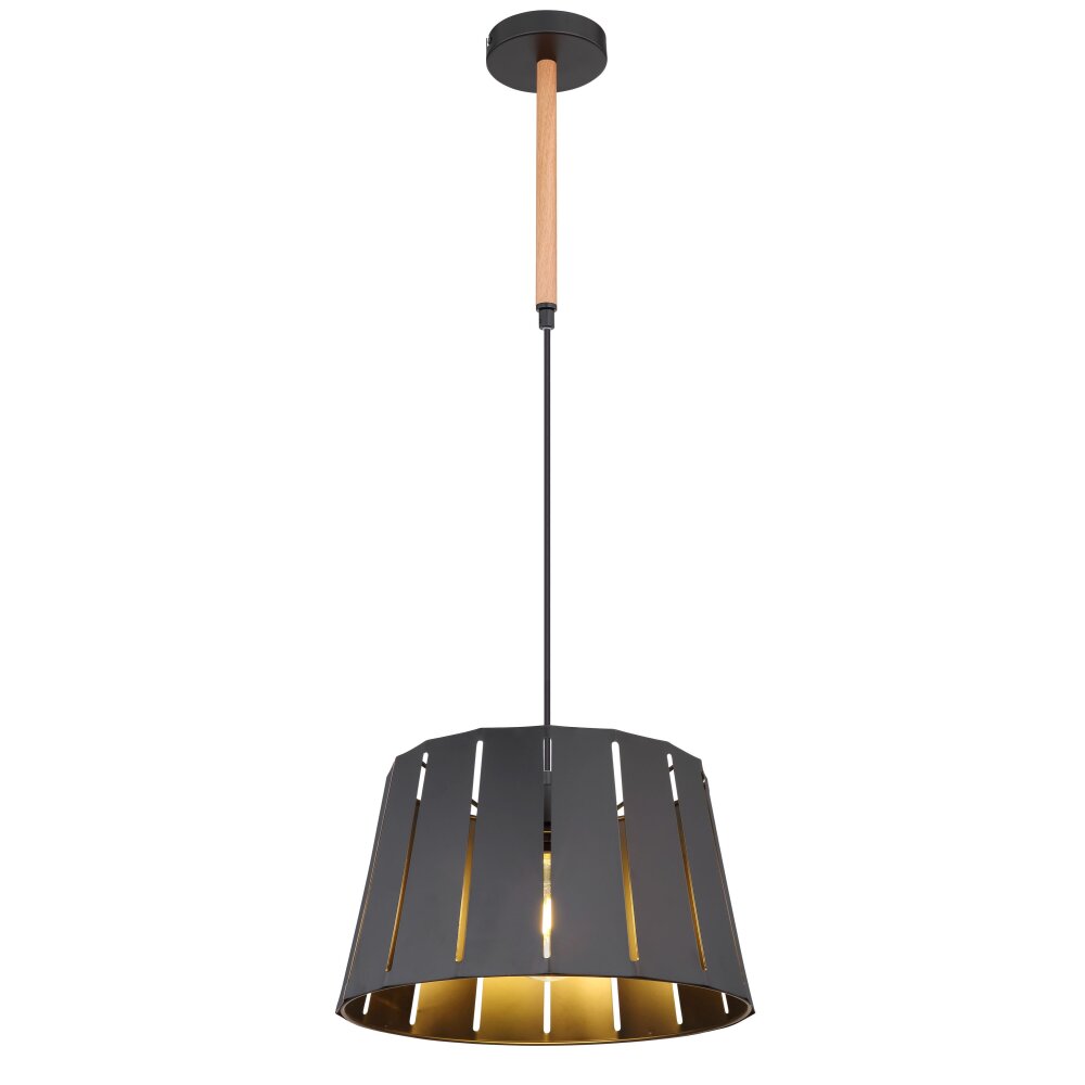 Globo LUNA Lampadario a sospensione Aspetto del legno, Nero, 1-Luce main product photo