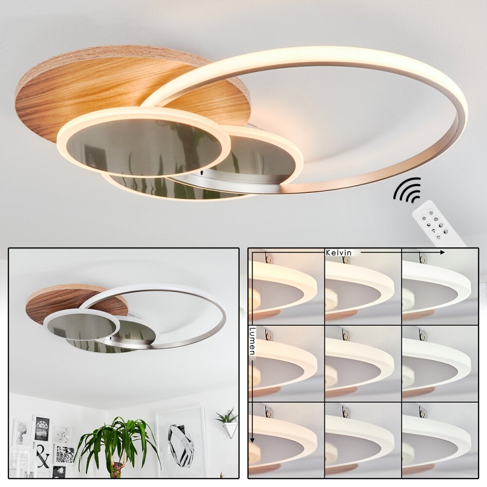 Blandford Plafoniera LED Écru, Nichel opaco, Argento, 1-Luce, Telecomando main product photo