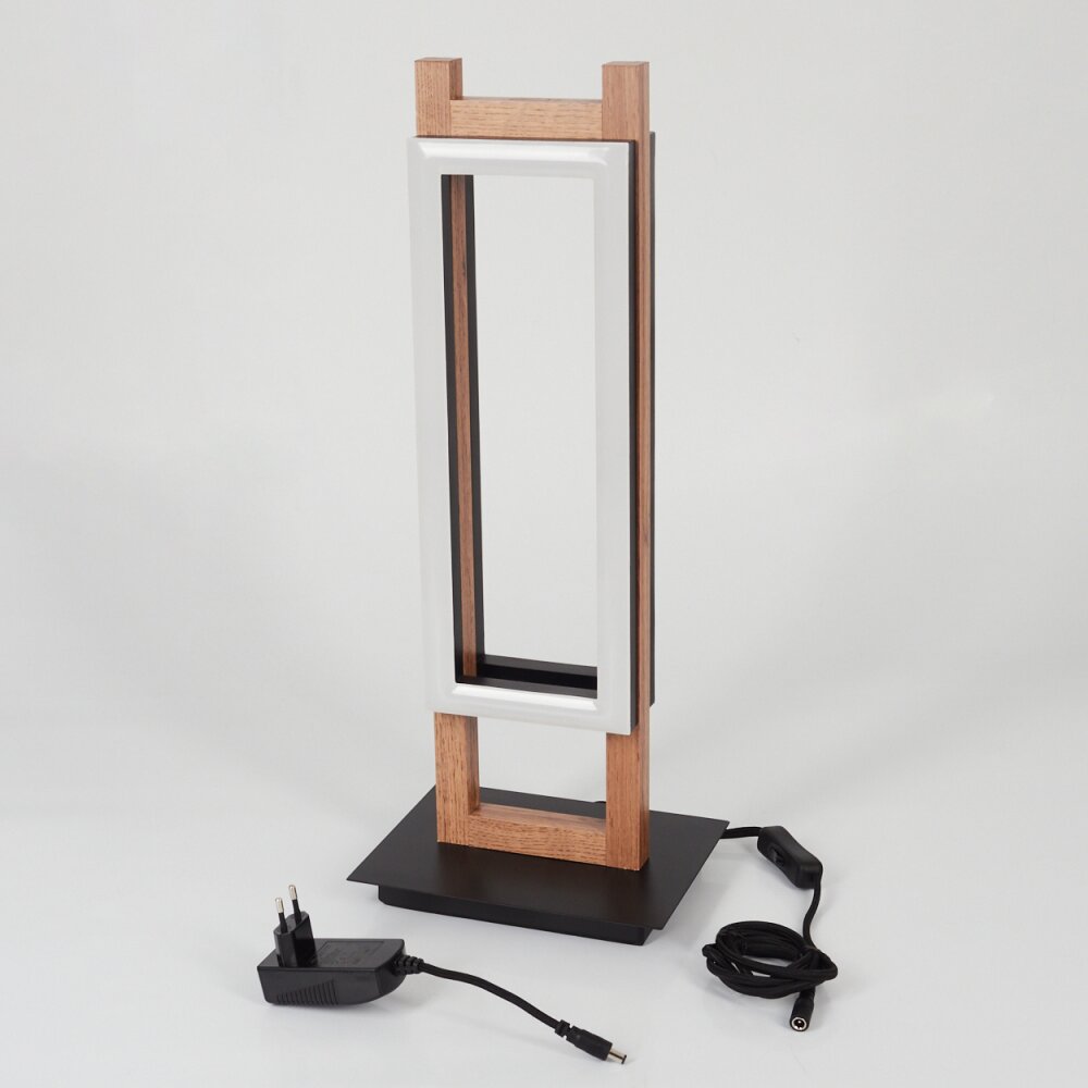 Ayajasco Lampada da tavolo LED Aspetto del legno, Nero, 1-Luce