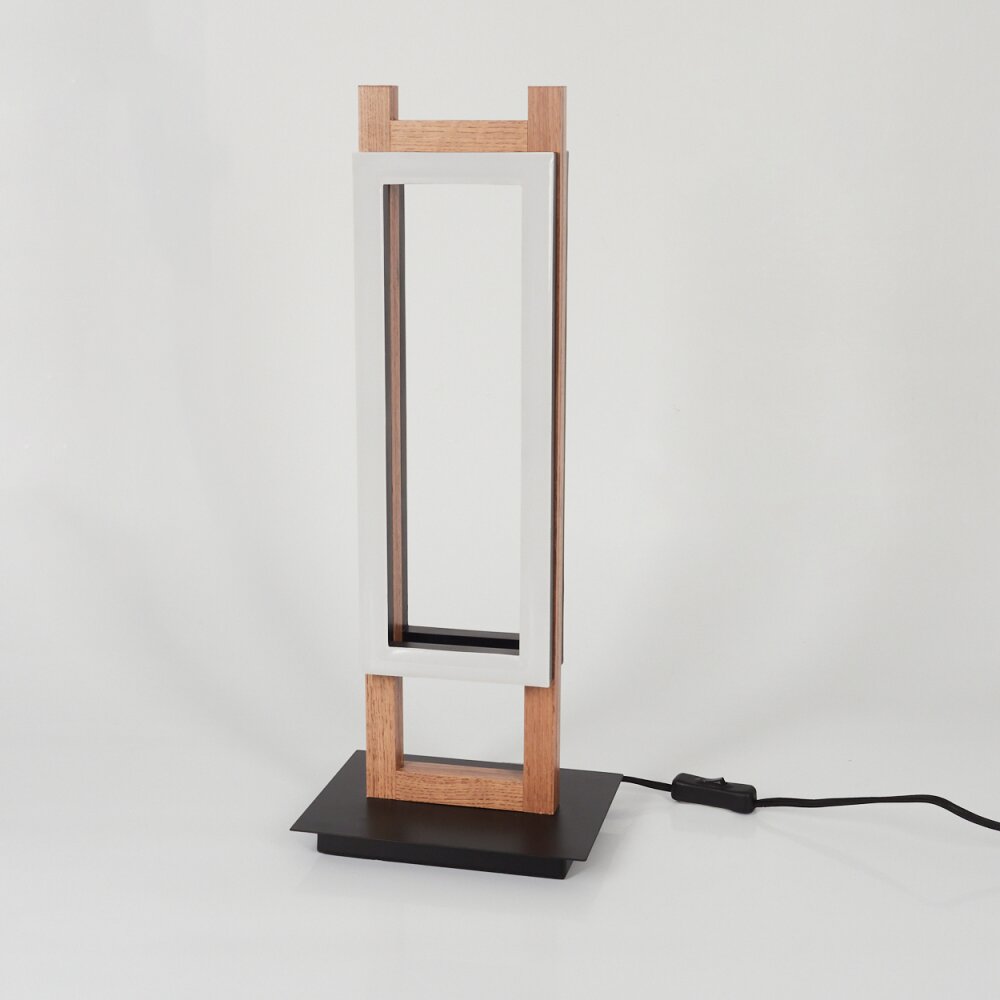 Ayajasco Lampada da tavolo LED Aspetto del legno, Nero, 1-Luce