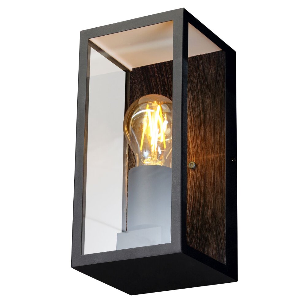 Lutec KARO Applique da esterno Aspetto del legno, Nero, 1-Luce