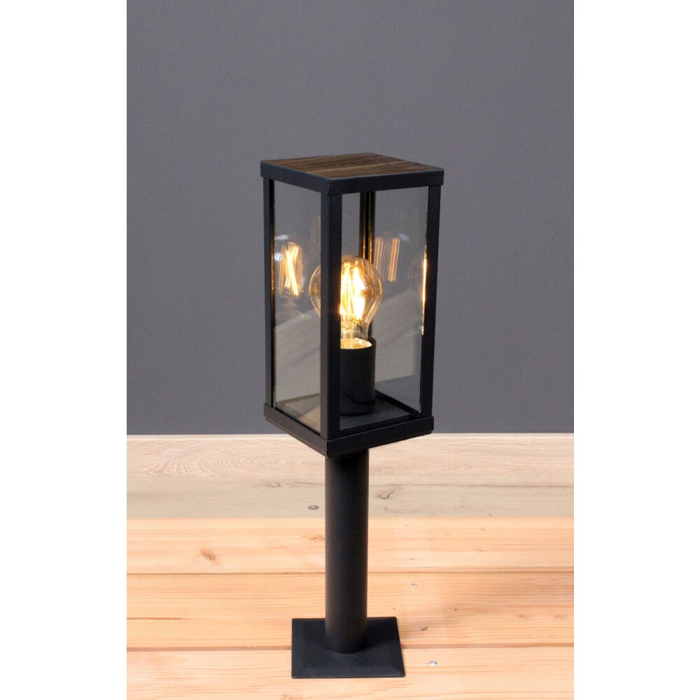 Lutec KARO Lampioncino Segnapasso Aspetto del legno, Nero, 1-Luce