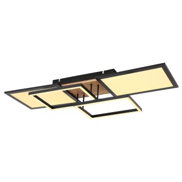 Globo SID Plafoniera LED Aspetto del legno, Nero, Bianco, 1-Luce