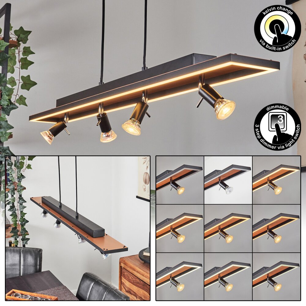 Deadwood Lampada a Sospensione LED Marrone, Aspetto del legno, 5-Luci main product photo