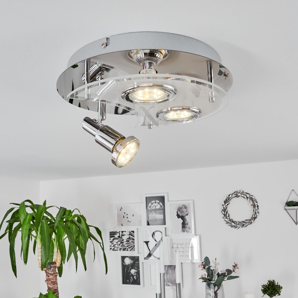Morges Plafoniera LED Cromo, Bianco, 3-Luci main product photo