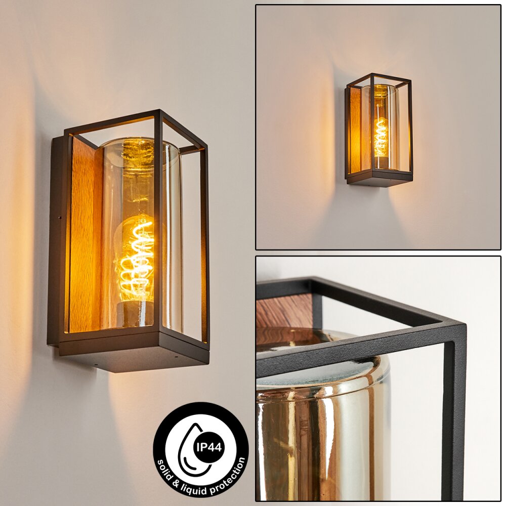 Palanga Applique da esterno Marrone, Aspetto del legno, Nero, 1-Luce main product photo
