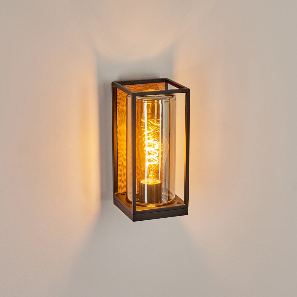 Palanga Applique da esterno Marrone, Aspetto del legno, Nero, 1-Luce