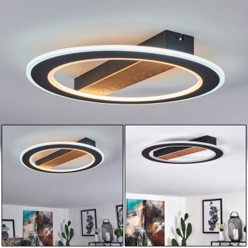 Katila Plafoniera LED Marrone, Nero, 1-Luce