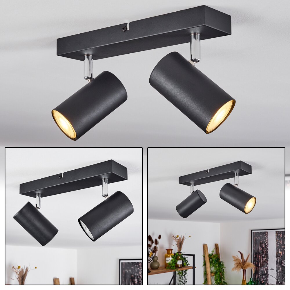 Javel Plafoniera Cromo, Nero, 2-Luci main product photo