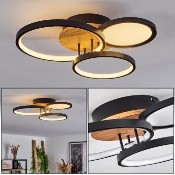 Avelal Plafoniera LED Marrone, Aspetto del legno, Nero, 1-Luce