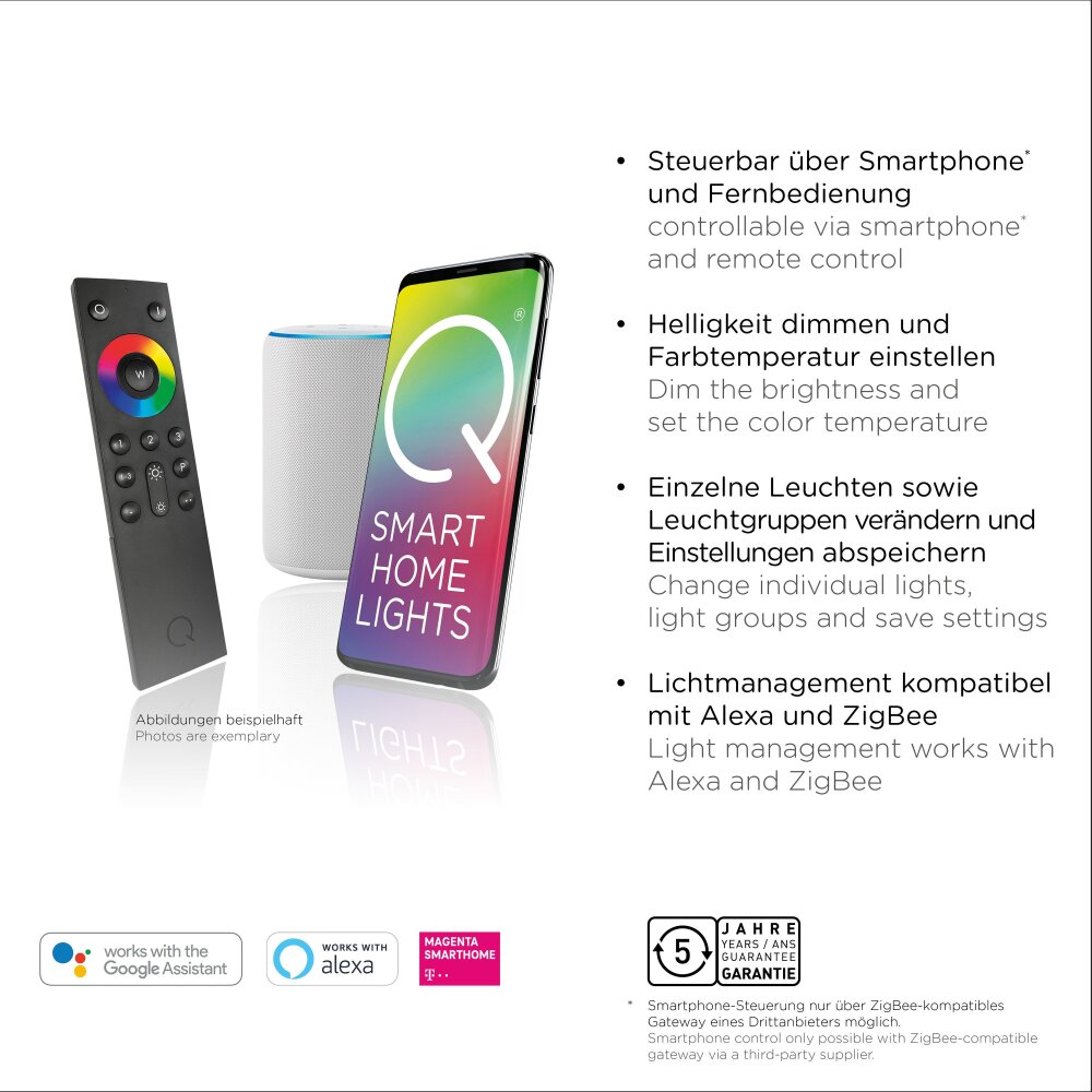 Leuchten-Direkt Q-VITO Lampada da tavolo LED Antracite, 1-Luce, Telecomando