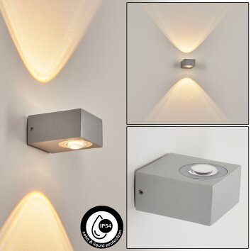 Curvel Applique da esterno LED Argento, 2-Luci