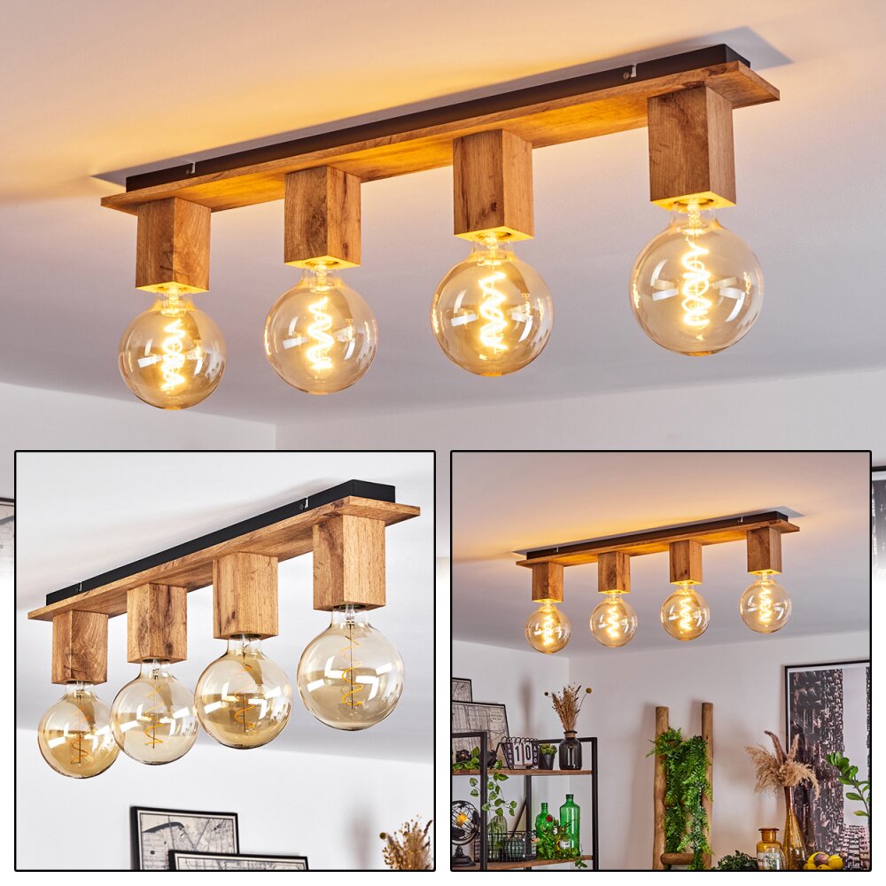 Heimola Plafoniera Marrone, Aspetto del legno, Nero, 4-Luci main product photo