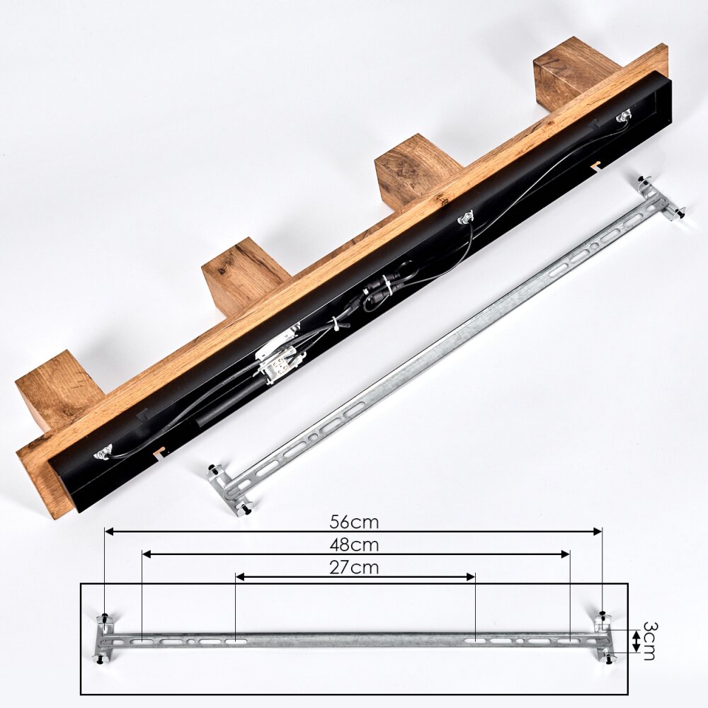 Heimola Plafoniera Marrone, Aspetto del legno, Nero, 4-Luci