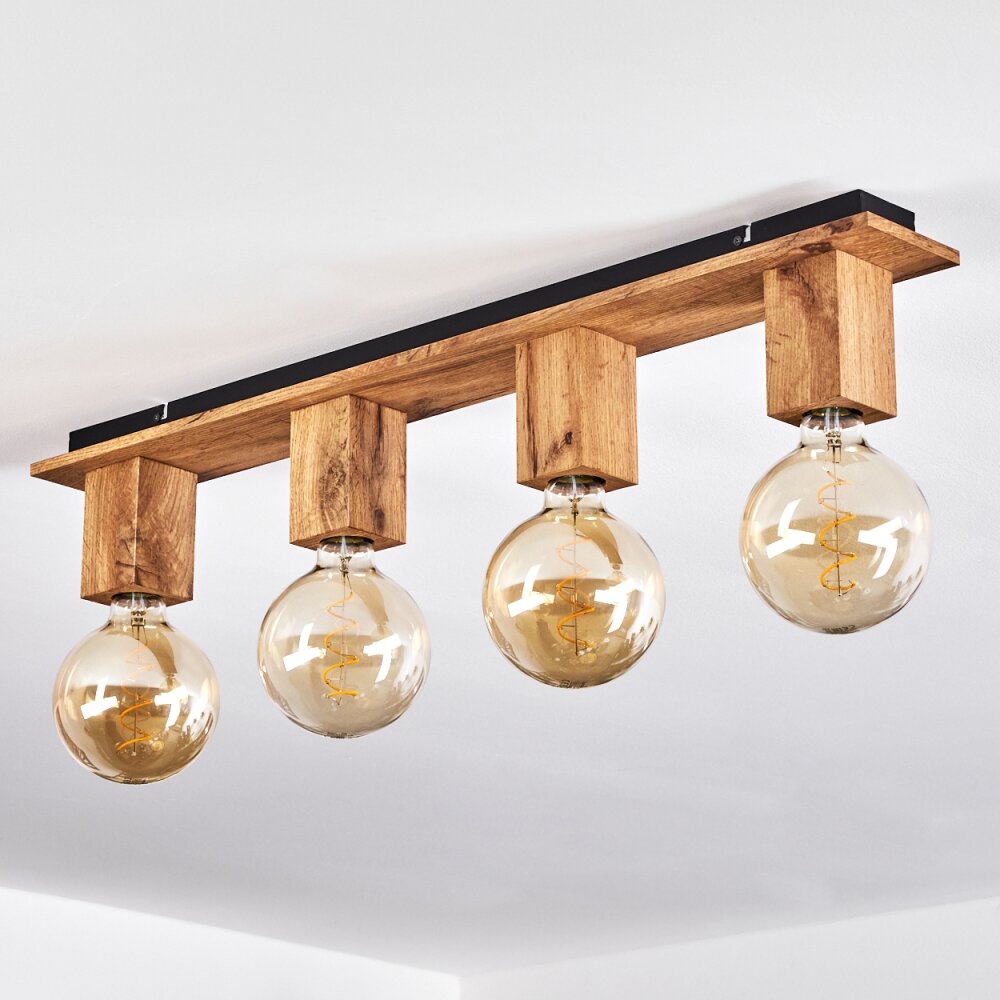Heimola Plafoniera Marrone, Aspetto del legno, Nero, 4-Luci