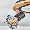 Bardhaman Plafoniera LED Cromo, Aspetto del legno, Nero, Bianco, 1-Luce