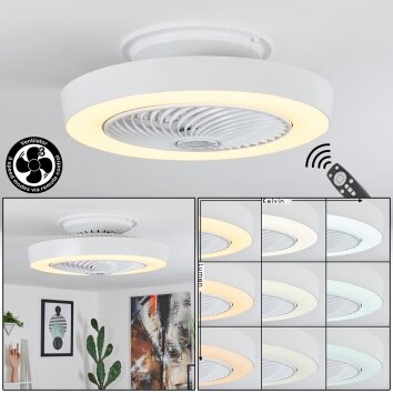 Azenha ventilatore da soffitto LED Bianco, 1-Luce, Telecomando