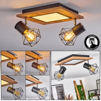 Bardhaman Plafoniera LED Cromo, Aspetto del legno, Nero, Bianco, 3-Luci