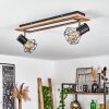 Bardhaman Plafoniera LED Cromo, Aspetto del legno, Nero, Bianco, 3-Luci