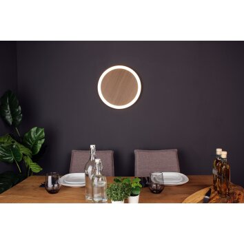 Luce Design MOON Applique LED Marrone, Aspetto del legno, Nero, 1-Luce