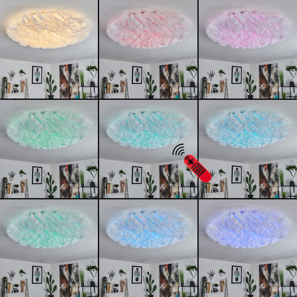 Messejana Plafoniera LED Bianco, 1-Luce, Telecomando, Cambia colore