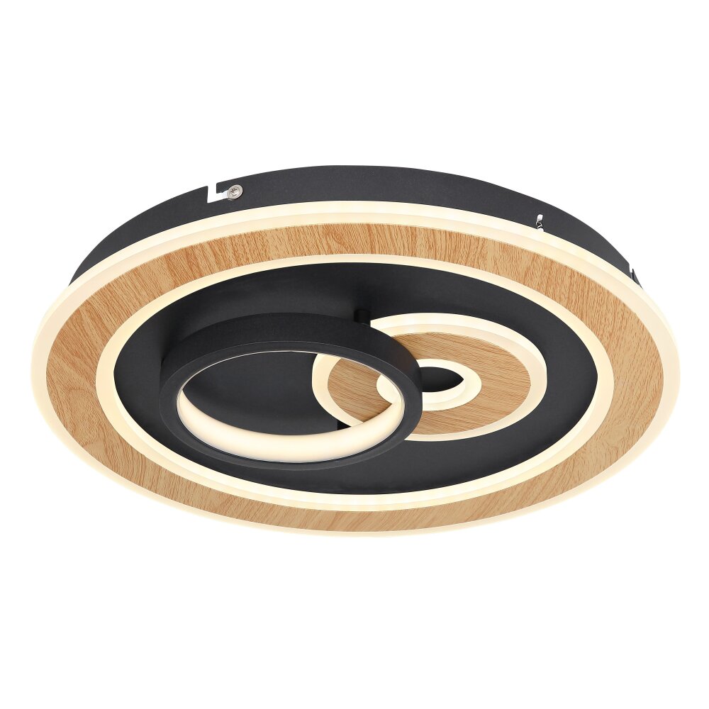 Globo CHESSY Plafoniera LED Aspetto del legno, Nero, Bianco, 1-Luce, Telecomando main product photo