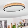 Salmi Plafoniera LED Antracite, Marrone, Aspetto del legno, Nero, 1-Luce, Telecomando