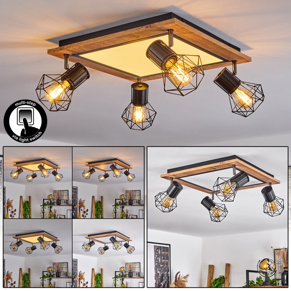 Bardhaman Plafoniera LED Marrone, Cromo, Aspetto del legno, Nero, 5-Luci main product photo