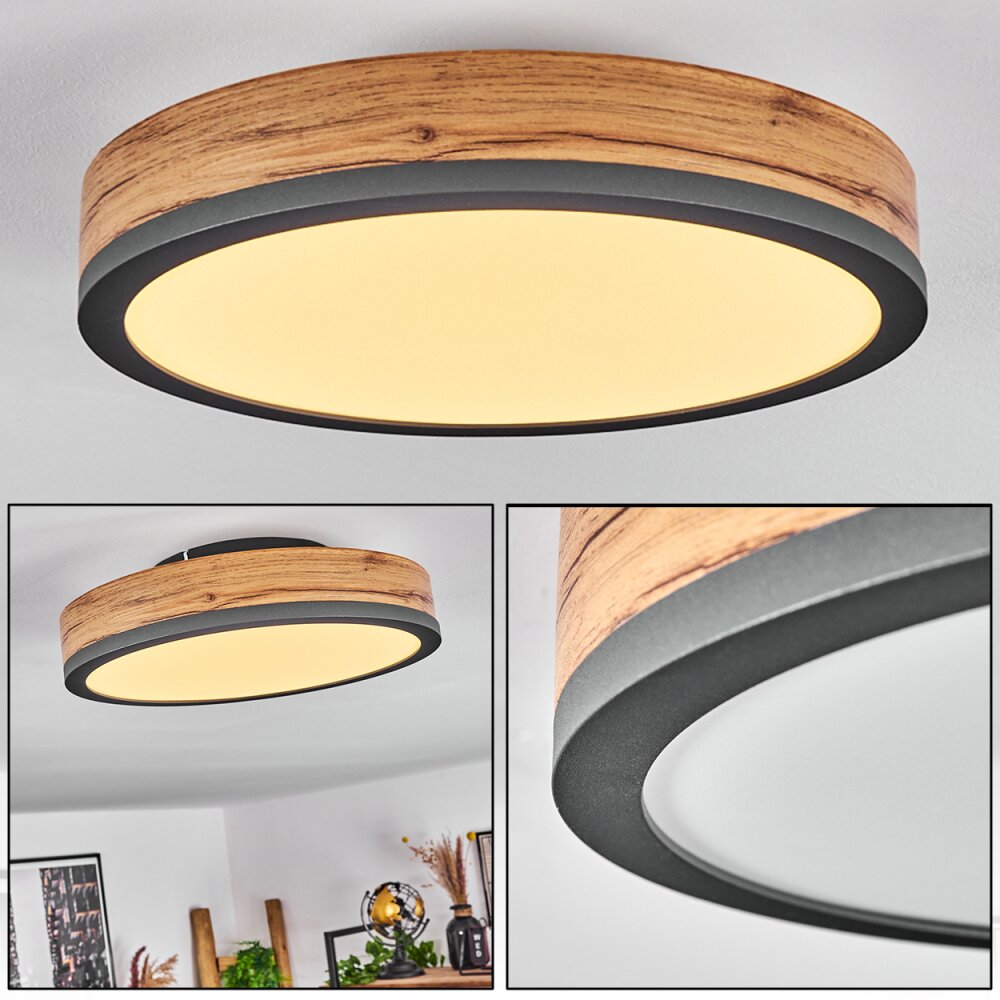 Salmi Plafoniera LED Antracite, Marrone, Aspetto del legno, 1-Luce main product photo