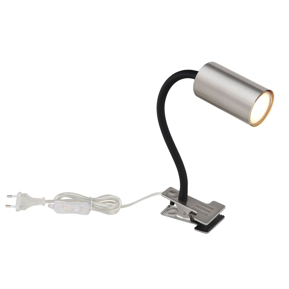 Globo ROBBY Lampada con pinza Nichel opaco, Nero, 1-Luce main product photo