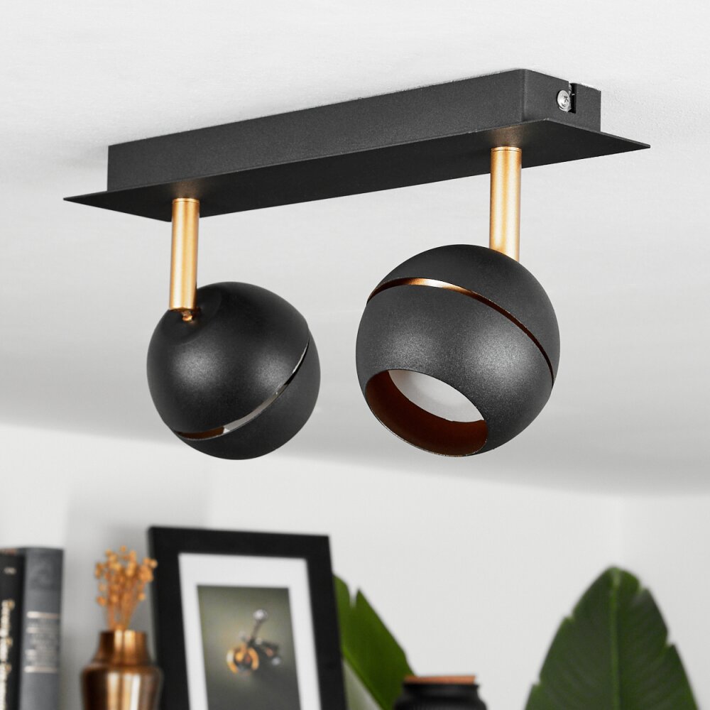 Tome Plafoniera LED Ottone, Nero, 2-Luci