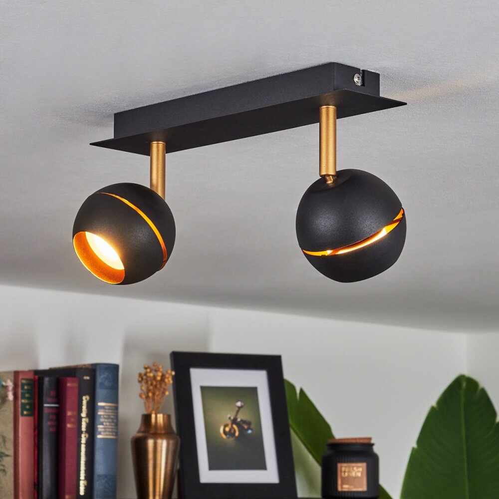 Tome Plafoniera LED Ottone, Nero, 2-Luci