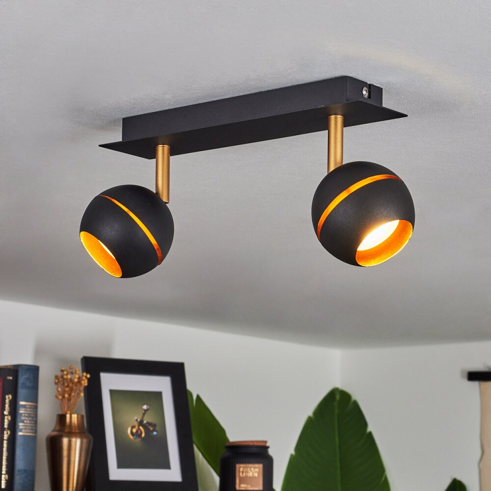 Tome Plafoniera LED Ottone, Nero, 2-Luci