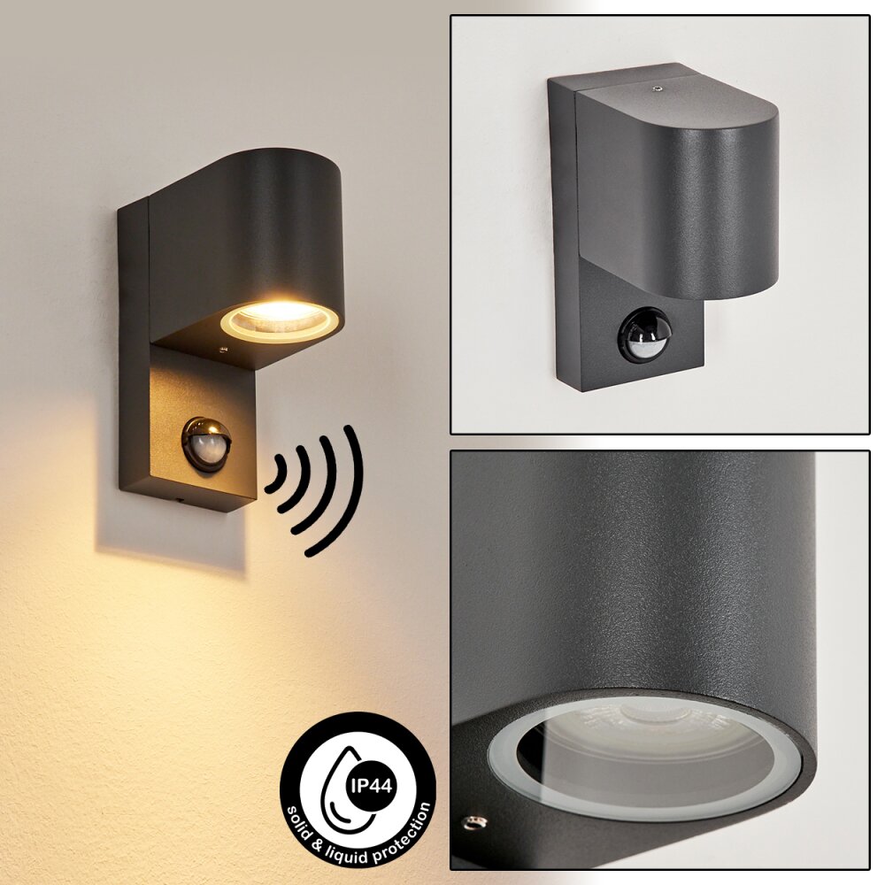 Kingstown Applique da esterno Antracite, Trasparente, chiaro, 1-Luce, Sensori di movimento main product photo