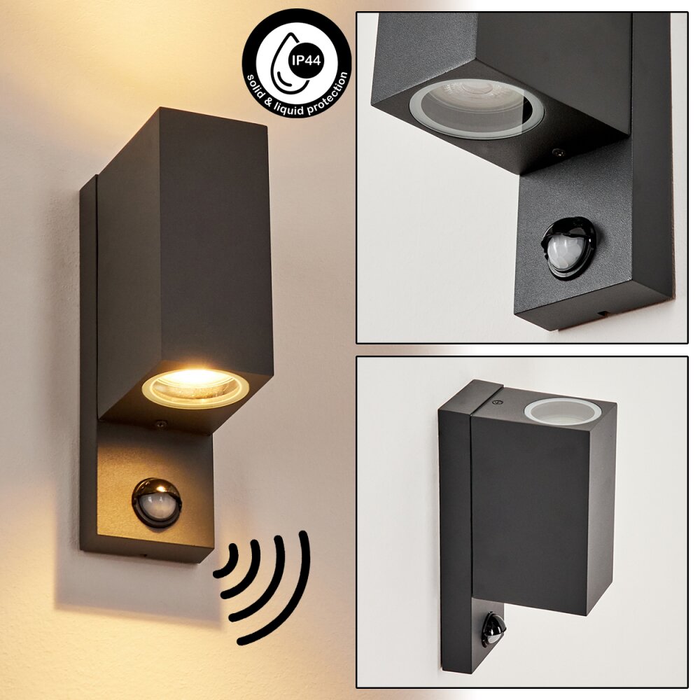 Kingstown Applique da esterno Antracite, Trasparente, chiaro, 2-Luci, Sensori di movimento main product photo