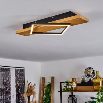 Pompu Plafoniera LED Legno chiaro, Nero, 1-Luce