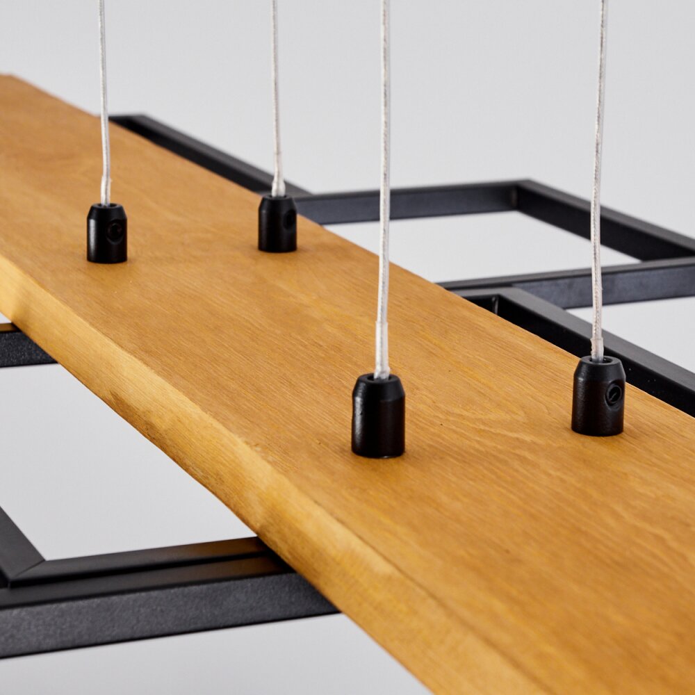 Pompu Lampada a Sospensione LED Legno chiaro, Nero, 1-Luce
