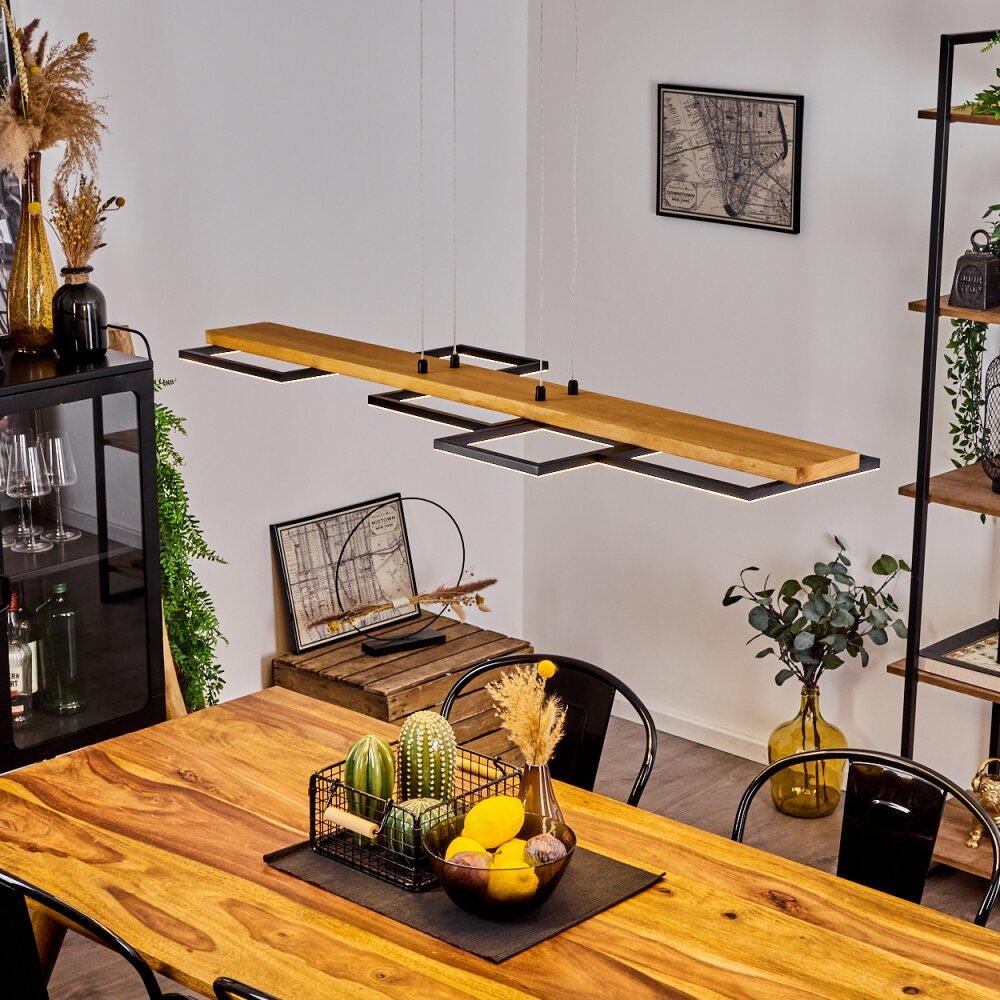 Pompu Lampada a Sospensione LED Legno chiaro, Nero, 1-Luce