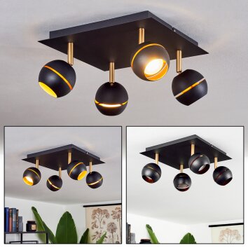 Tome Plafoniera LED Ottone, Nero, 4-Luci