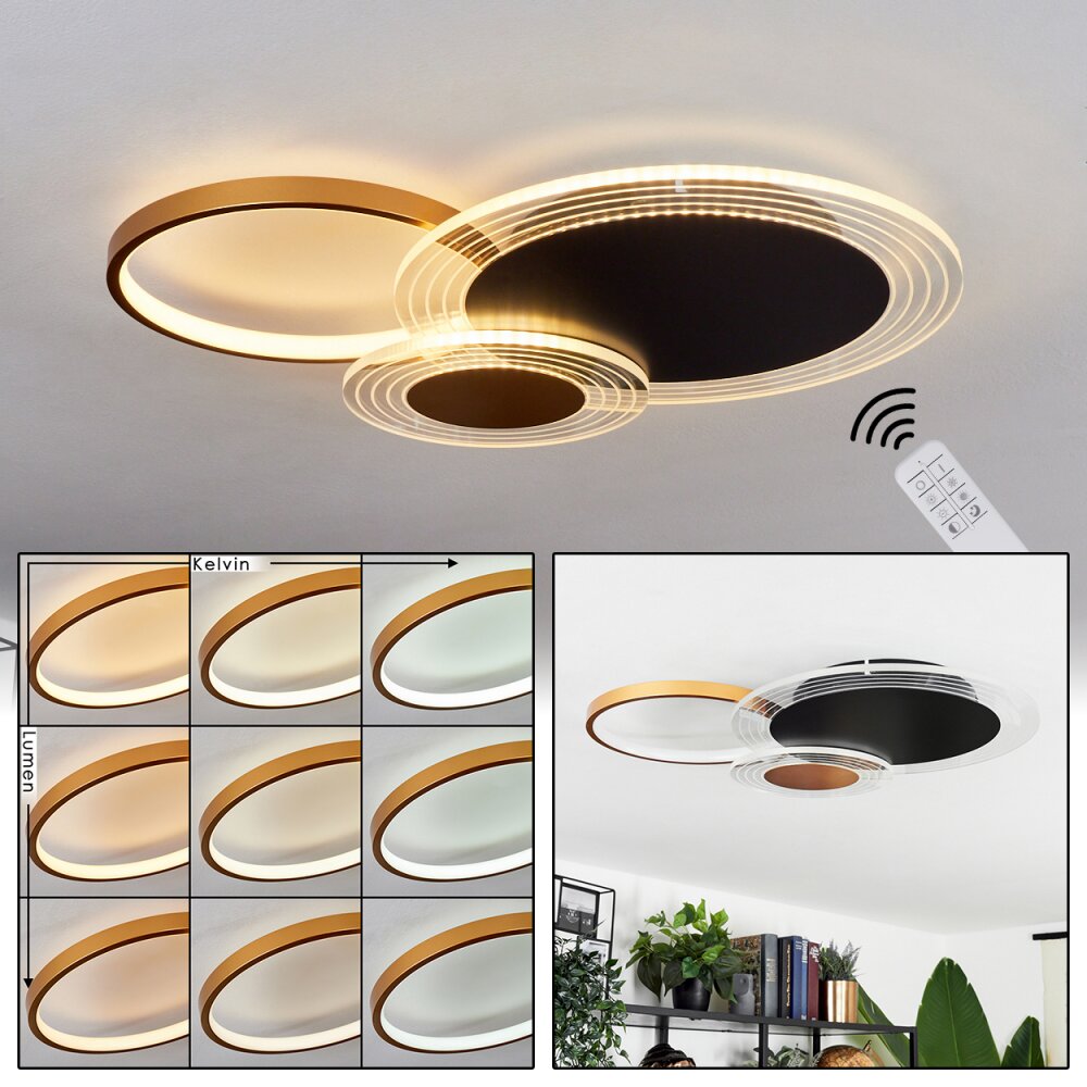 Ipinco Plafoniera LED Oro, Nero, Trasparente, chiaro, 1-Luce, Telecomando main product photo