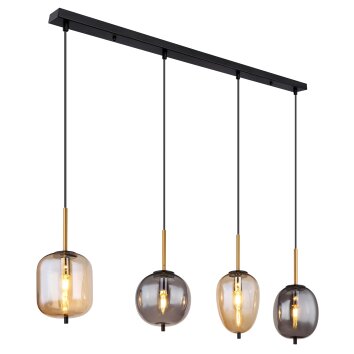 Globo BLACKY Lampada a Sospensione Ottone, Nero, 4-Luci