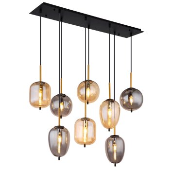 Globo BLACKY Lampada a Sospensione Ottone, Nero, 8-Luci