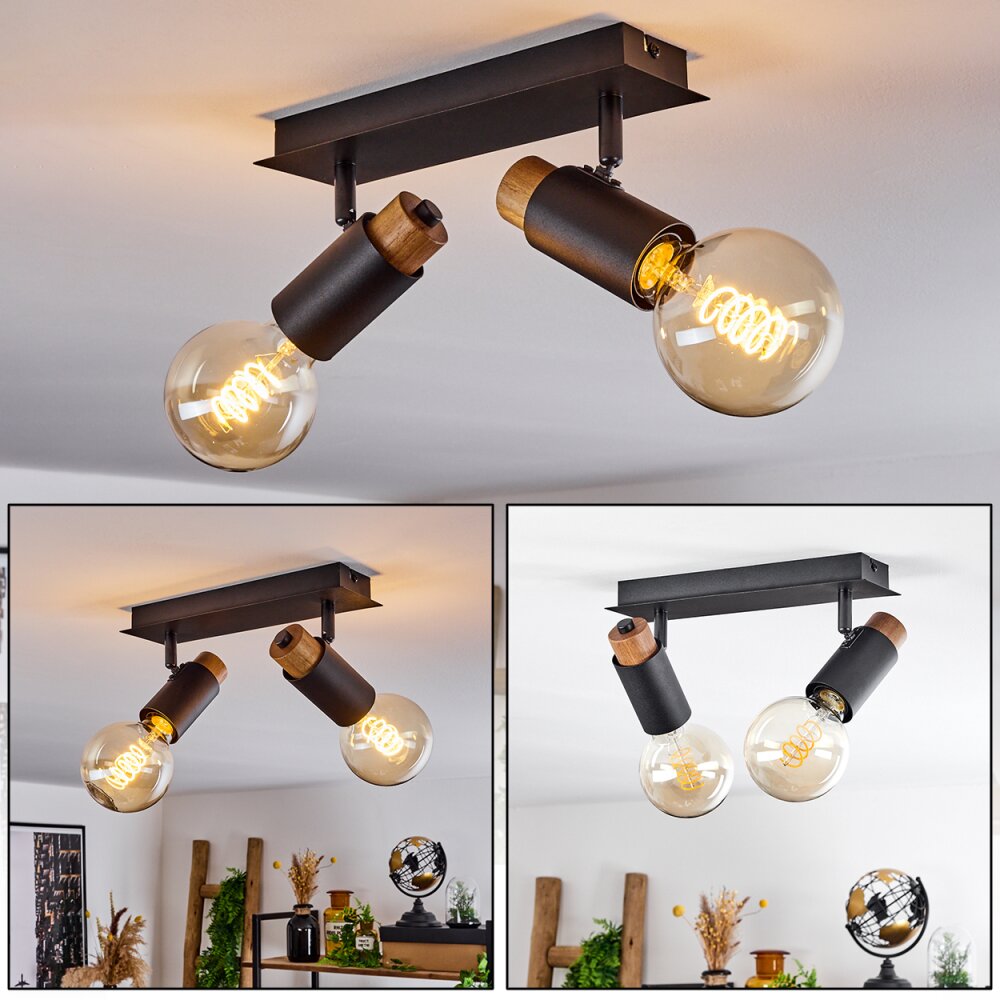 Brenier Plafoniera Legno scuro, Nero, 2-Luci main product photo