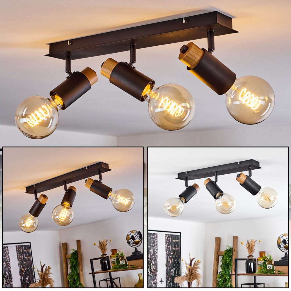 Brenier Plafoniera Legno scuro, Nero, 3-Luci main product photo