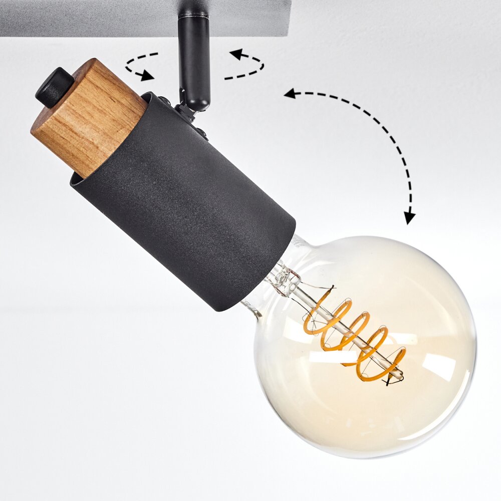 Brenier Plafoniera Legno scuro, Nero, 3-Luci