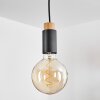 Brenier Lampadario a sospensione Legno scuro, Nero, 1-Luce