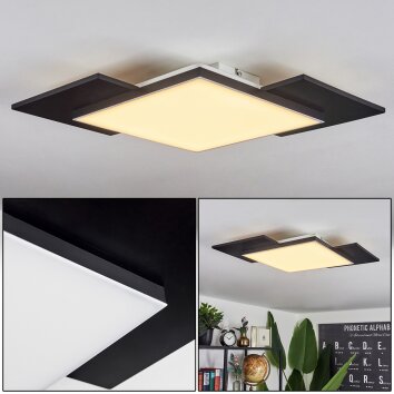 Barullu Plafoniera LED Legno chiaro, Nero, Bianco, 1-Luce